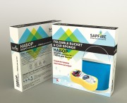 Ведро SAPFIRE складное + губка для мытья