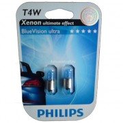 Лампа PHILIPS T4W-12V 4W Blue Vision ultra 2 шт